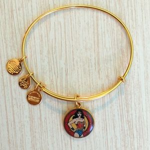 Alex and Ani Wonder Woman Enamel Goldtone Bangle Bracelet